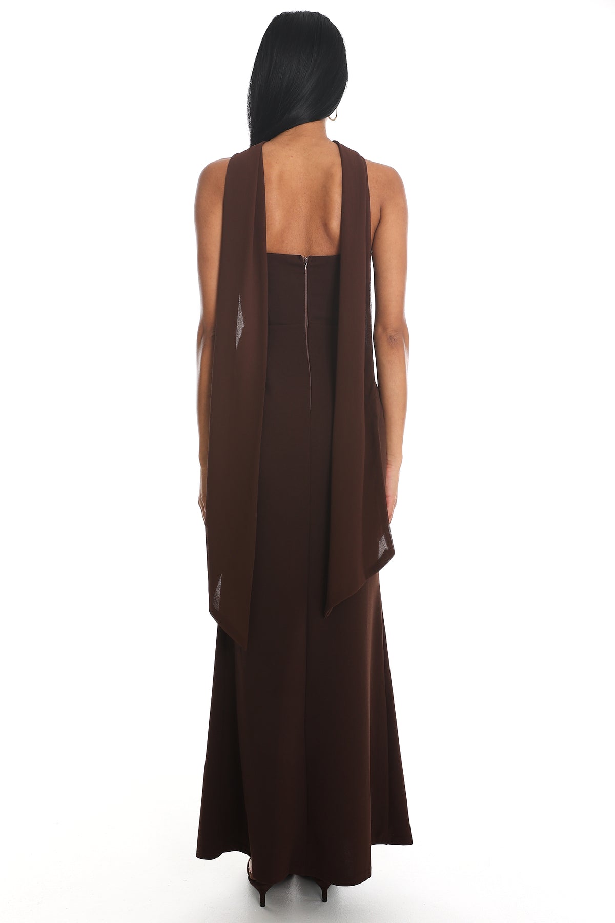Of The Night Twist Bust Maxi Dress Chocolate by Selfie Leslie