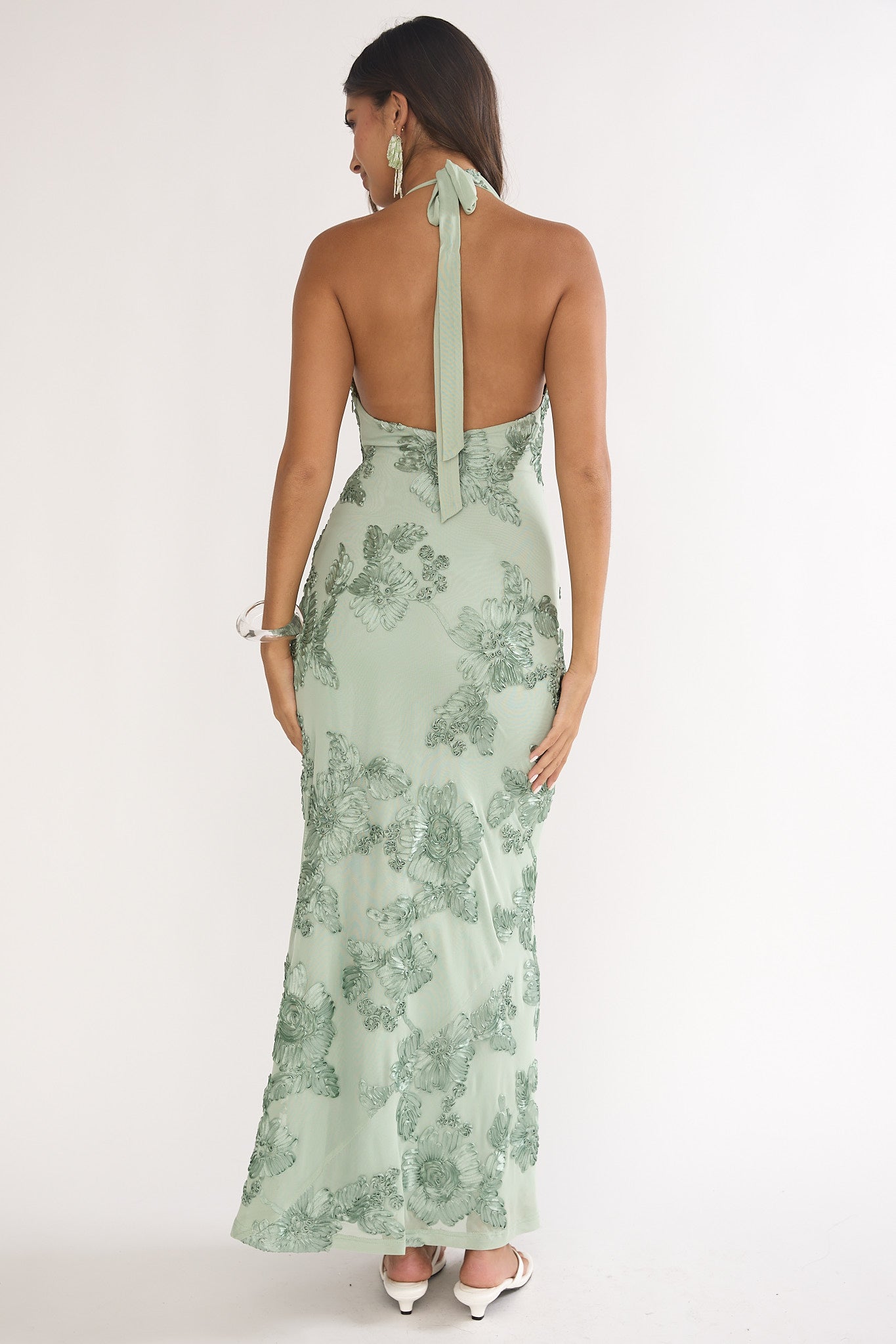 Kirralee Asymmetric Halterneck Embellished Maxi Dress Aqua Green Kirralee Asymmetric Halterneck Embellished Maxi Dress Aqua Green