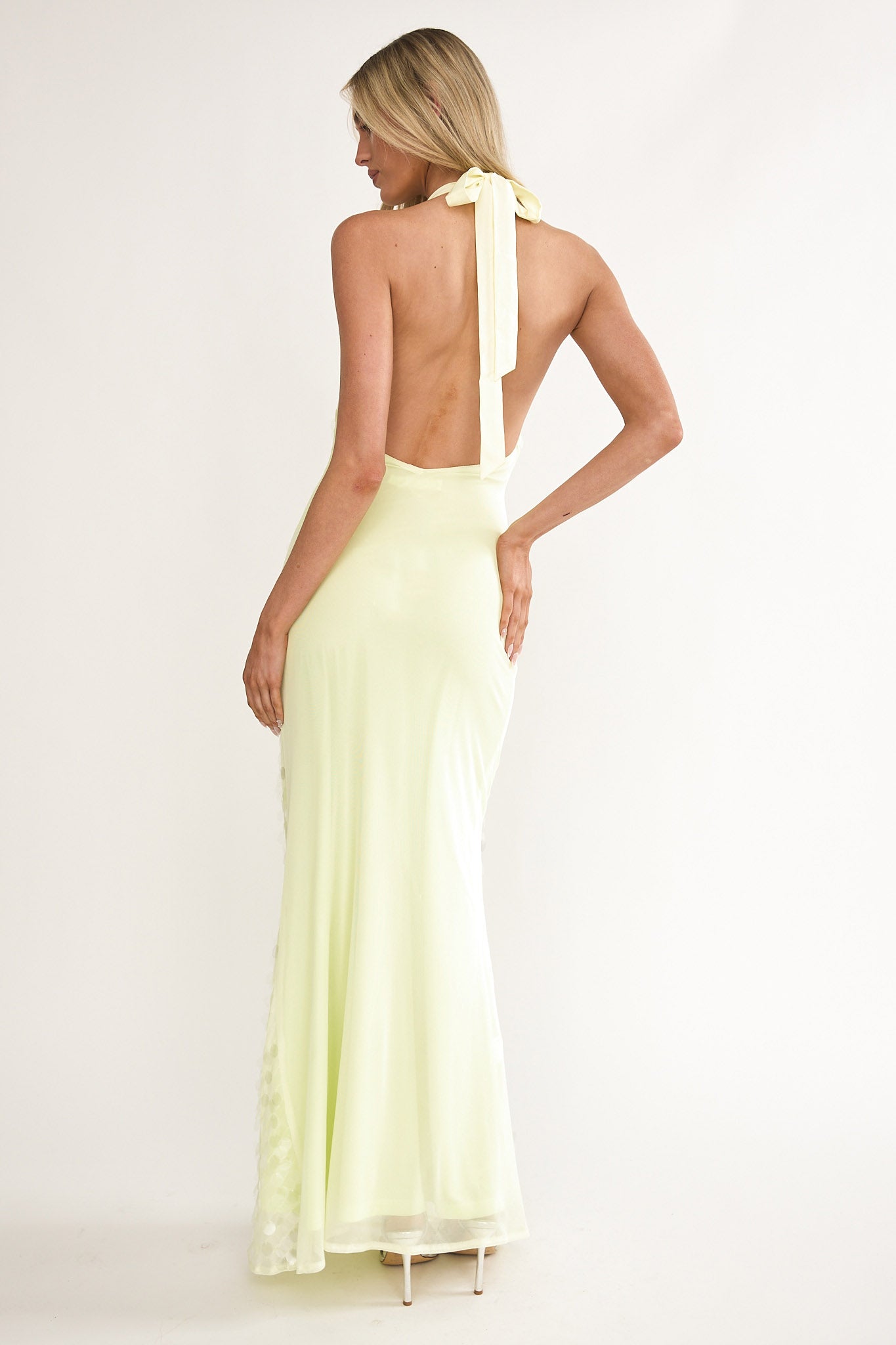 Kirralee Asymmetric Halterneck Sequin Maxi Dress Butter Kirralee Asymmetric Halterneck Sequin Maxi Dress Butter