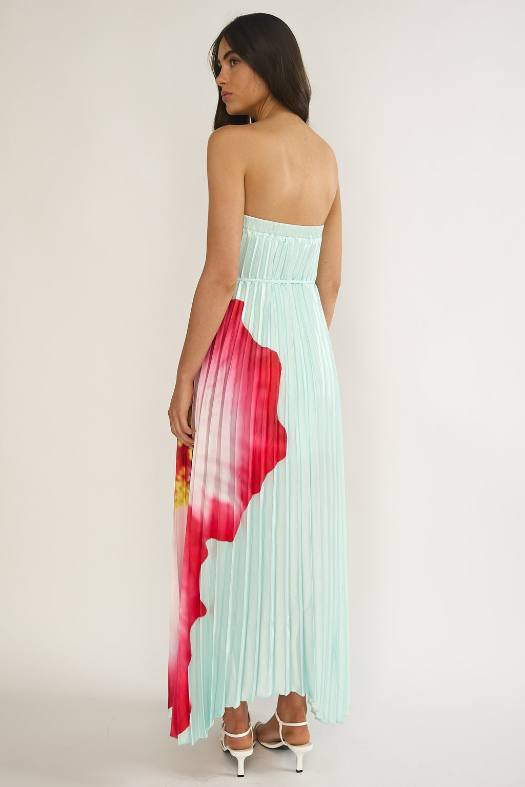 Lauriella Strapless Accordion Pleat Maxi Dress Hibiscus Mint by Selfie Leslie