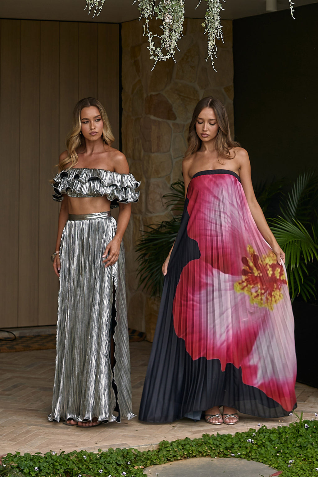 Amaria Lettuce Edge Maxi Skirt Silver by Selfie Leslie