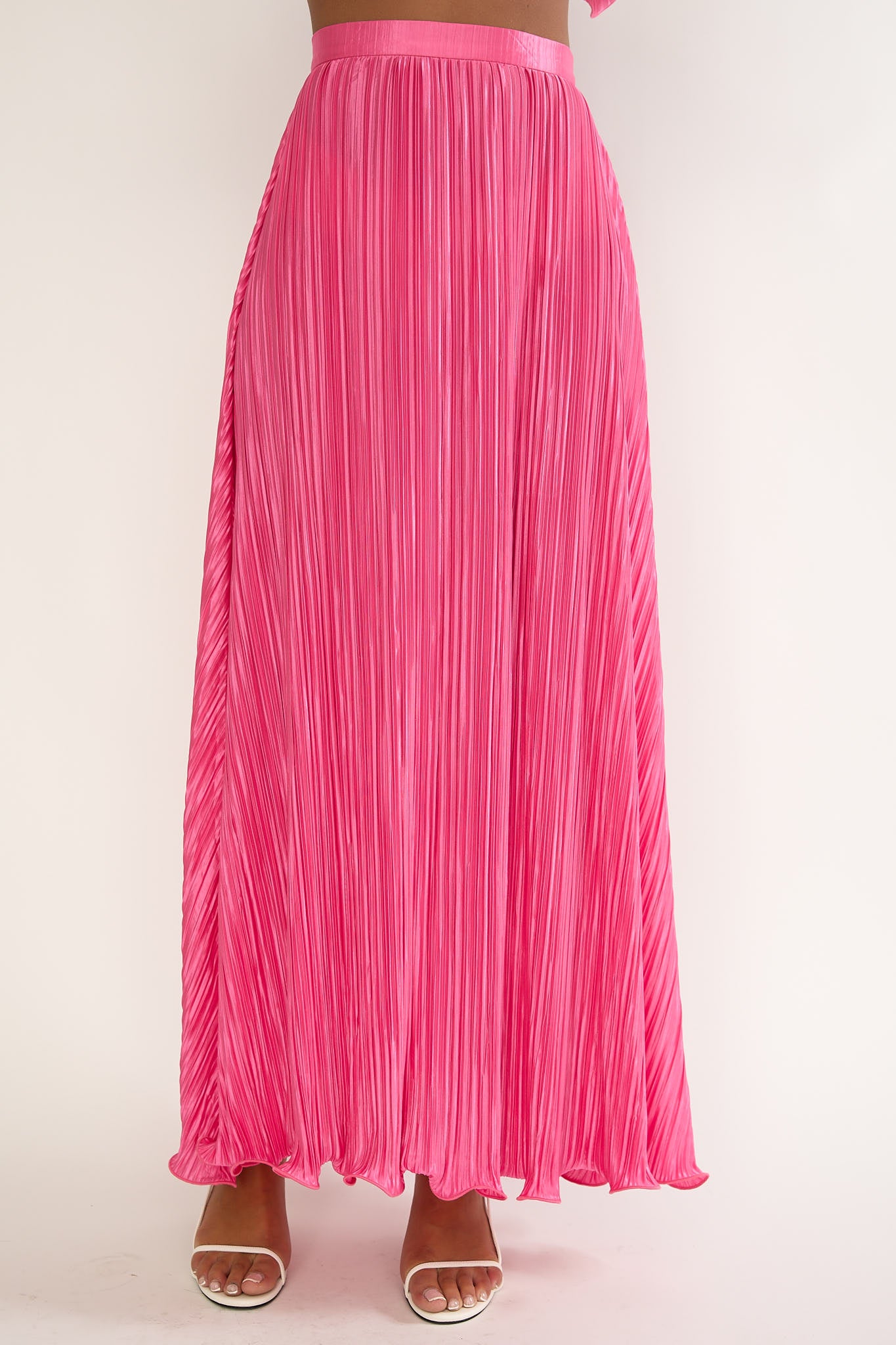 Amaria Lettuce Edge Maxi Skirt Hot Pink by Selfie Leslie