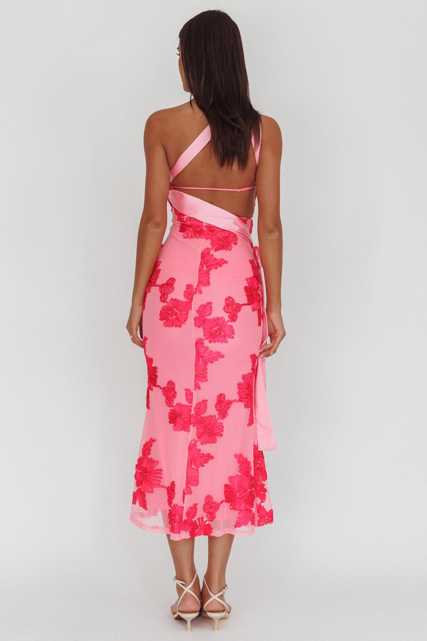 Kairi One-Shoulder Sash Maxi Dress Hot Pink by Selfie Leslie