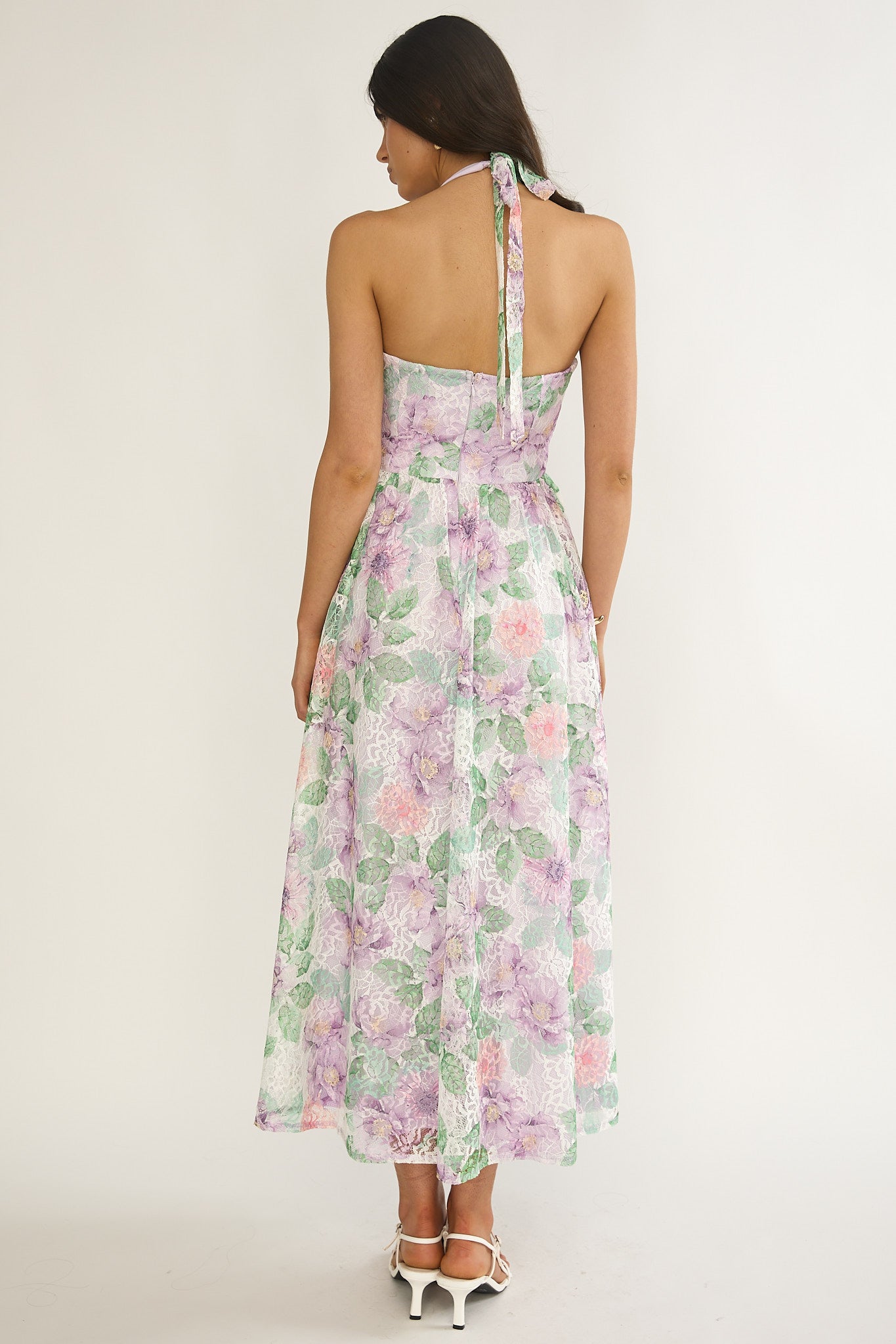 Florent Sweetheart Halterneck Maxi Dress Lace Lilac by Selfie Leslie