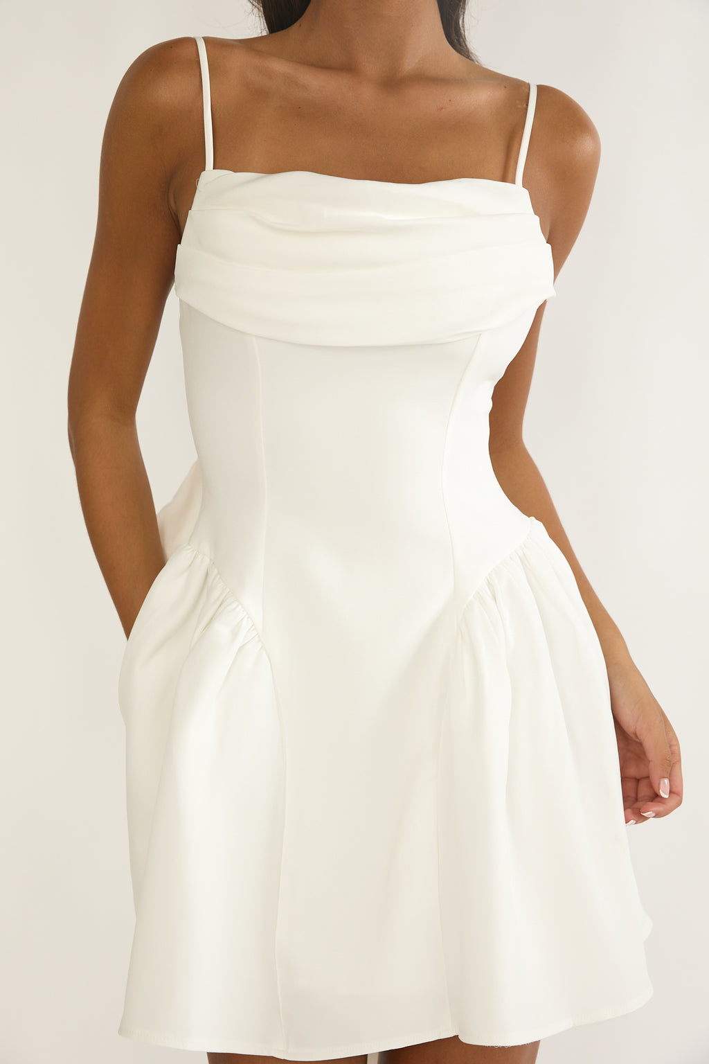 Wilder Oversized Back Bow Mini Dress White by Selfie Leslie