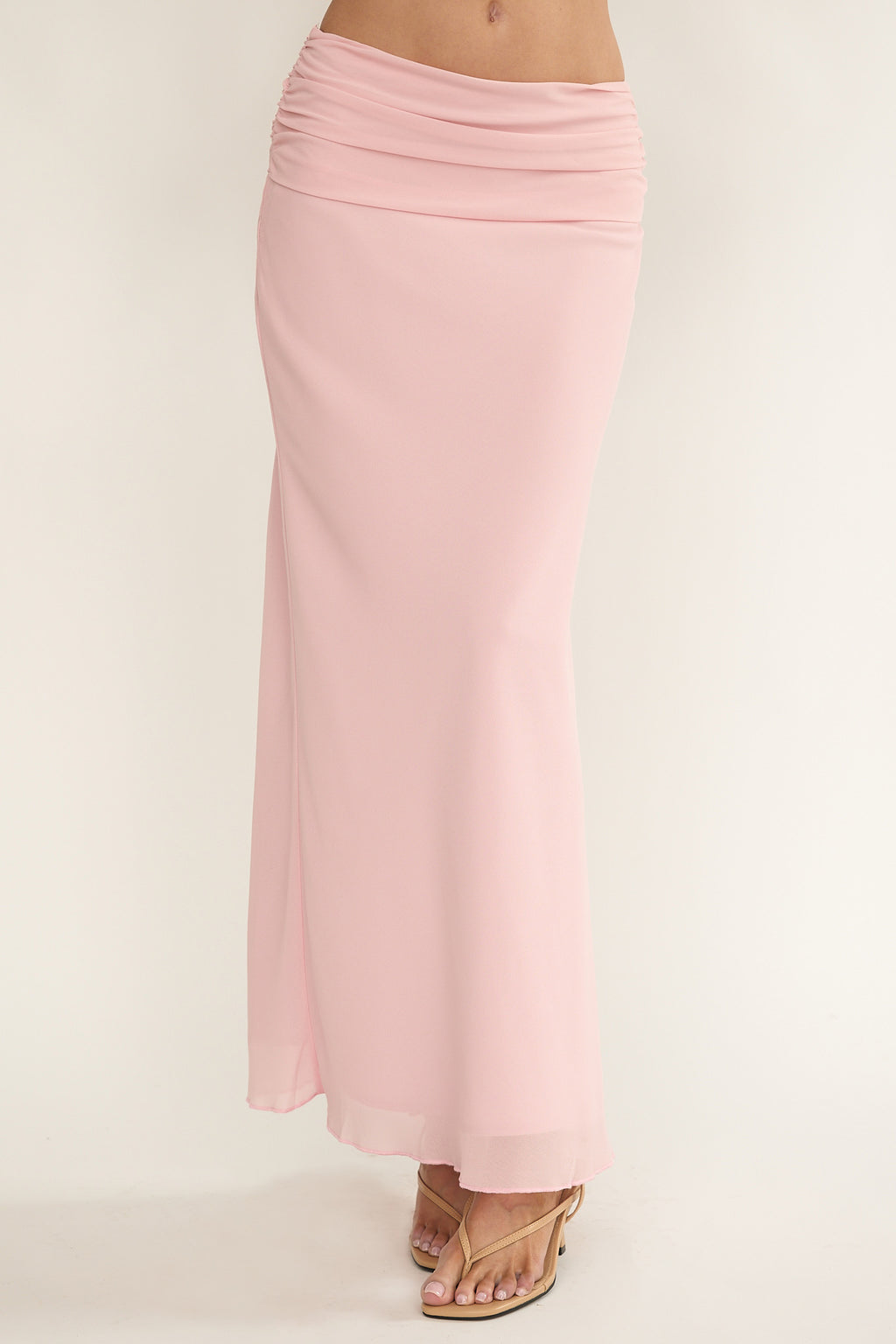 Serrita Gathered Waist Maxi Skirt Blush by Selfie Leslie