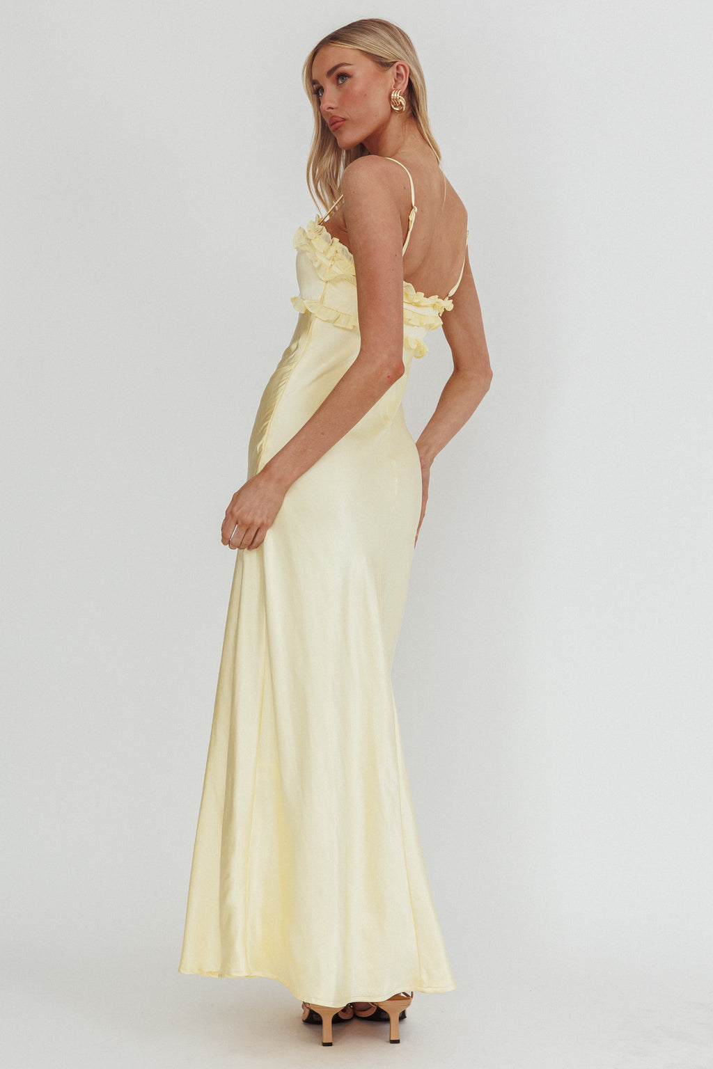 Caryn Frill Trim Maxi Dress Butter by Selfie Leslie