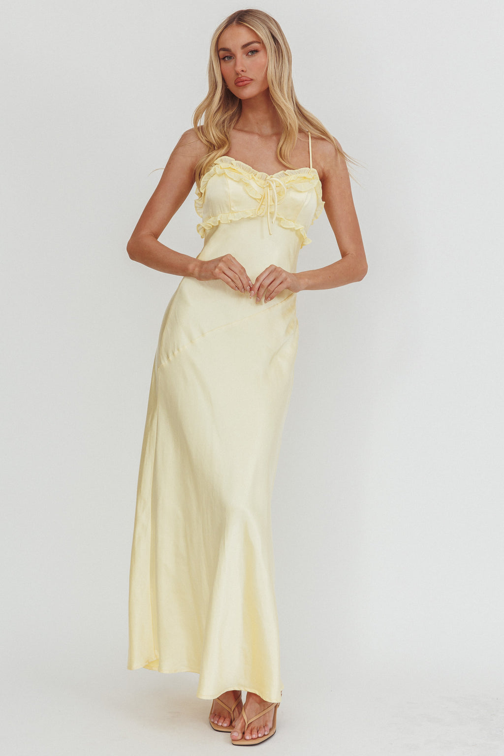 Caryn Frill Trim Maxi Dress Butter by Selfie Leslie