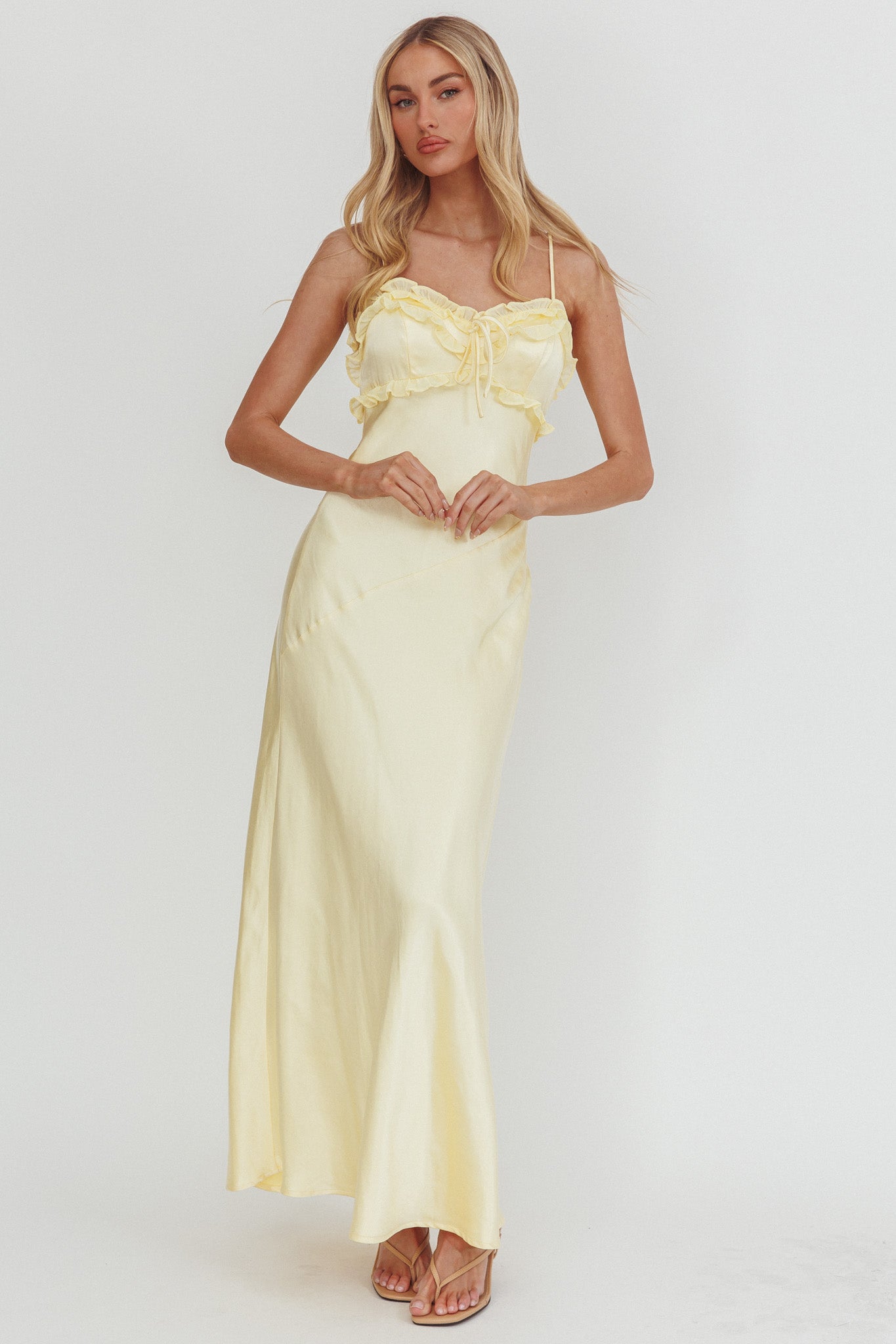 Caryn Frill Trim Maxi Dress Butter by Selfie Leslie