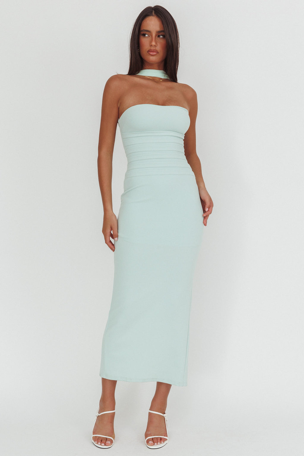 Luna Sol Reverse Halter Maxi Dress Mint by Selfie Leslie