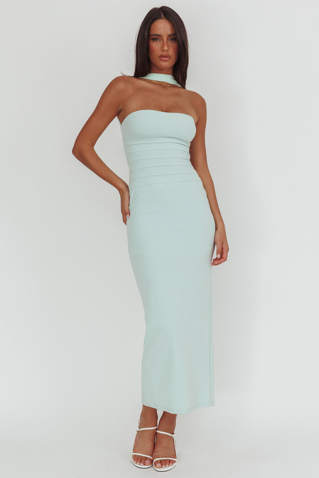 Luna Sol Reverse Halter Maxi Dress Mint by Selfie Leslie