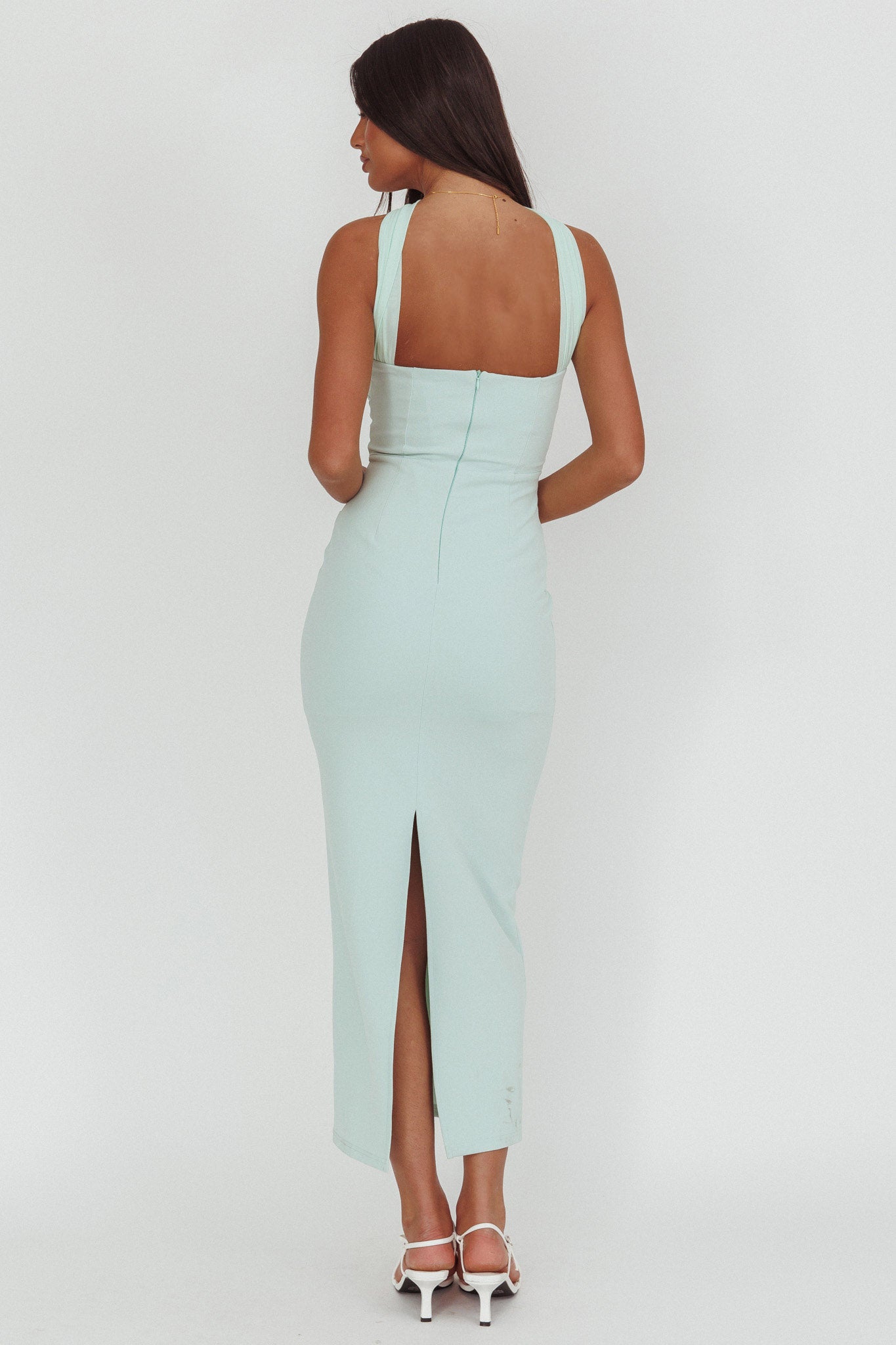 Luna Sol Reverse Halter Maxi Dress Mint by Selfie Leslie