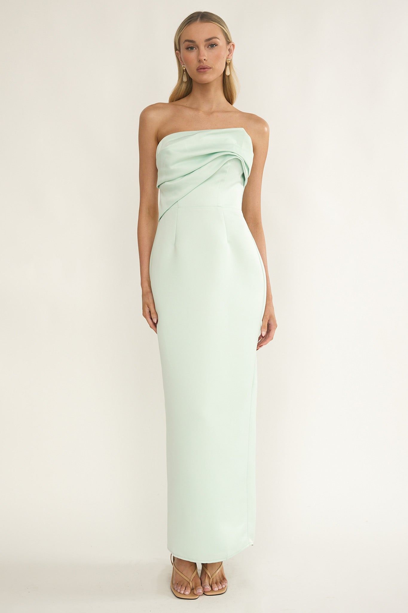 Fleur Sky Strapless Pleat Bust Maxi Dress Mint - S Fleur Sky Strapless Pleat Bust Maxi Dress Mint - S