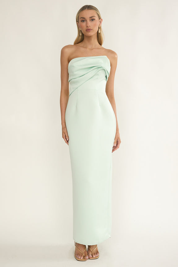 Fleur Sky Strapless Pleat Bust Maxi Dress Mint