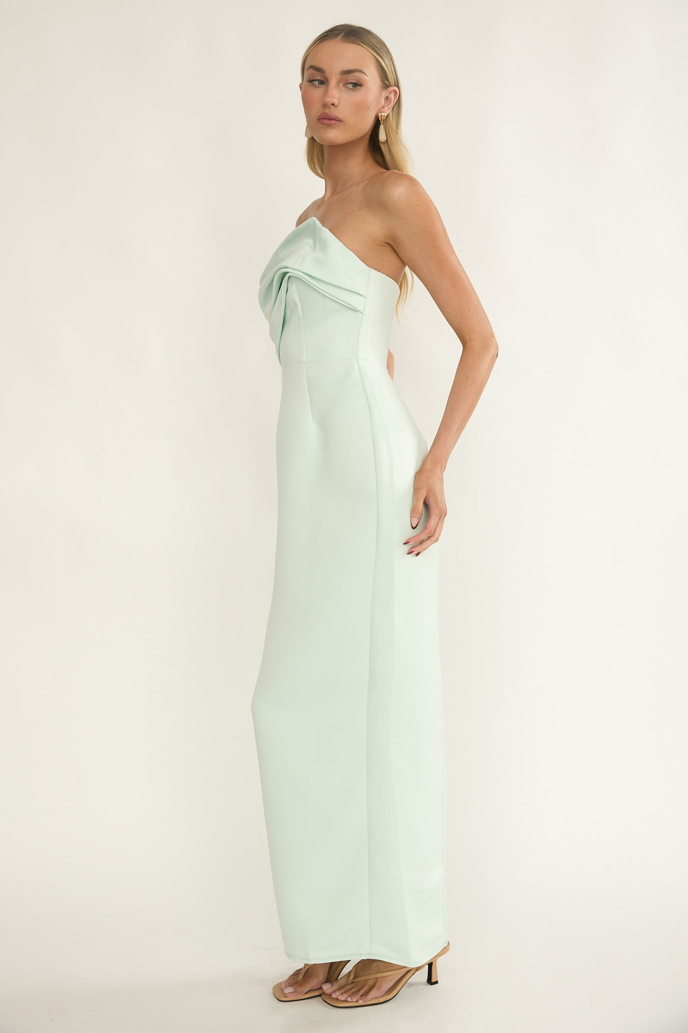 Fleur Sky Strapless Pleat Bust Maxi Dress Mint