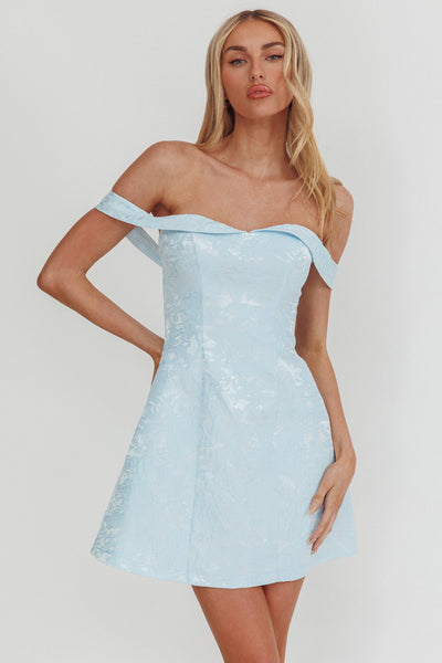 flip em off mini dress Mikado Off-Shoulder Foldover Jacquard Blue Color:Black + White trim everydaywithjordan on LTK Mini dress Lined Foldover 251030