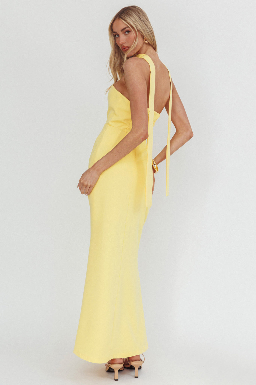Selora Strapless Ruffle Maxi Dress Butter by Selfie Leslie