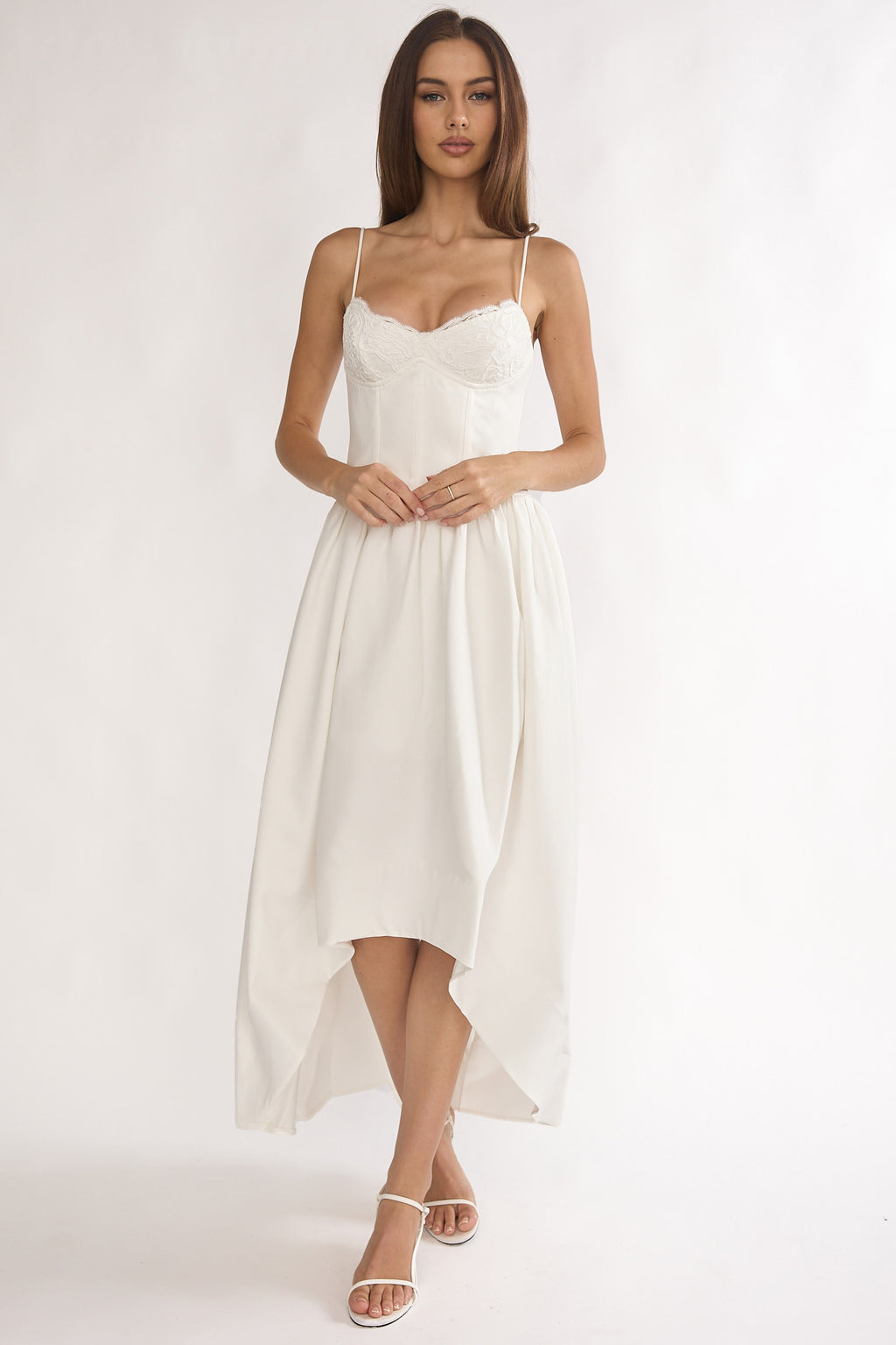 I'm Yours High-Low Hem Maxi Dress White by Selfie Leslie
