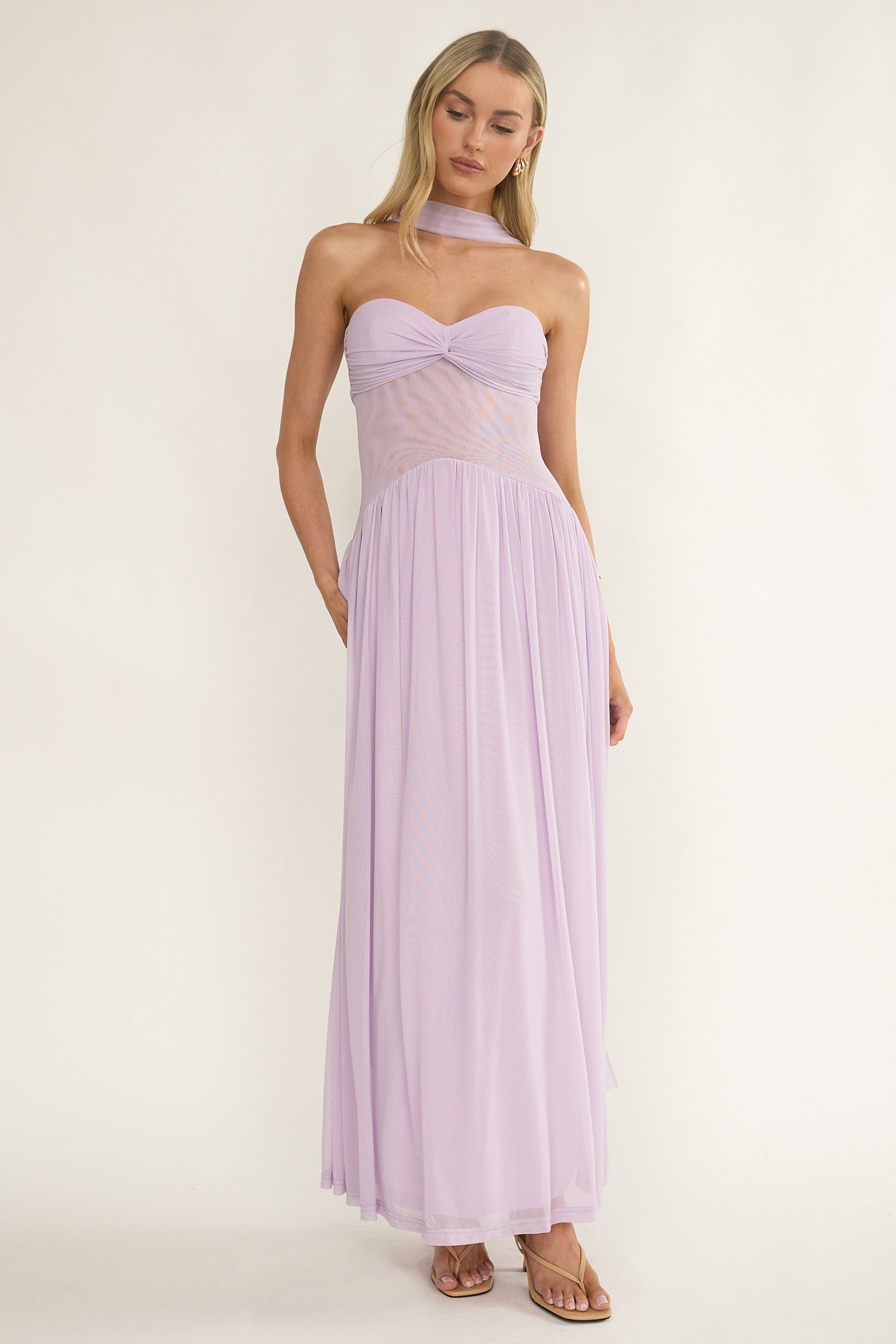 R*H様 ki-no One Off Shade & amber Lilac パ Annita Sheer Waist Maxi Dress Lilac– Selfie Leslie