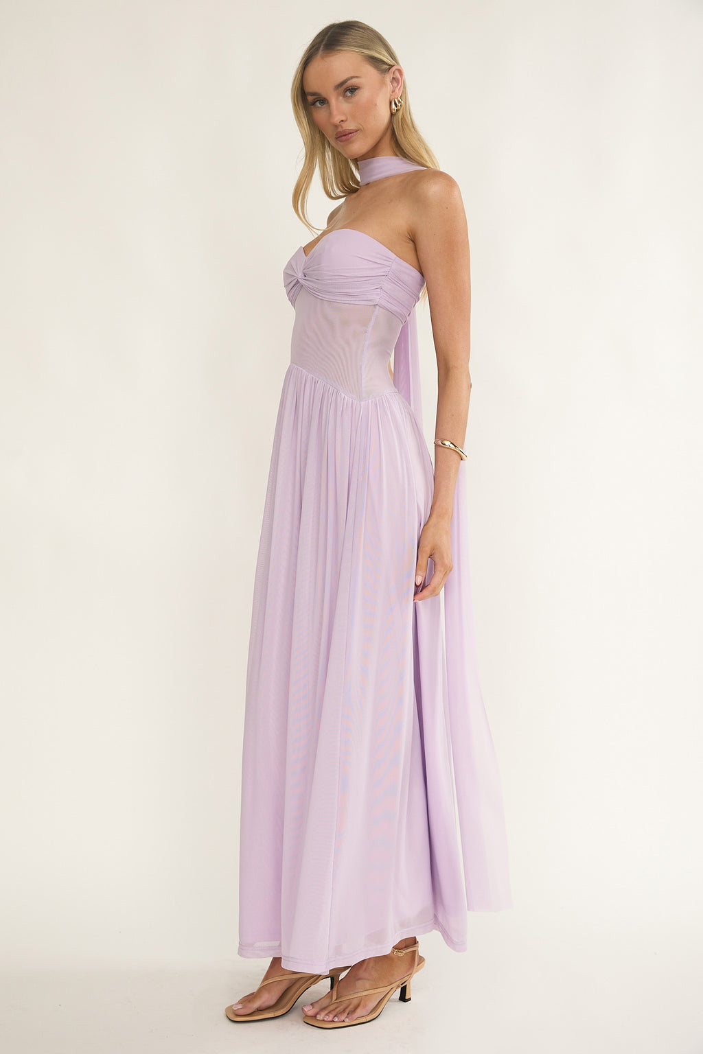 Annita Sheer Waist Maxi Dress Lilac by Selfie Leslie