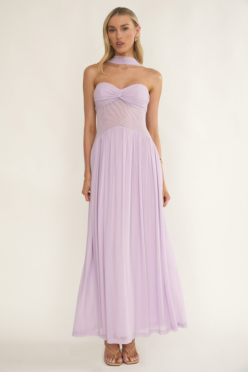 Annita Sheer Waist Maxi Dress Lilac by Selfie Leslie