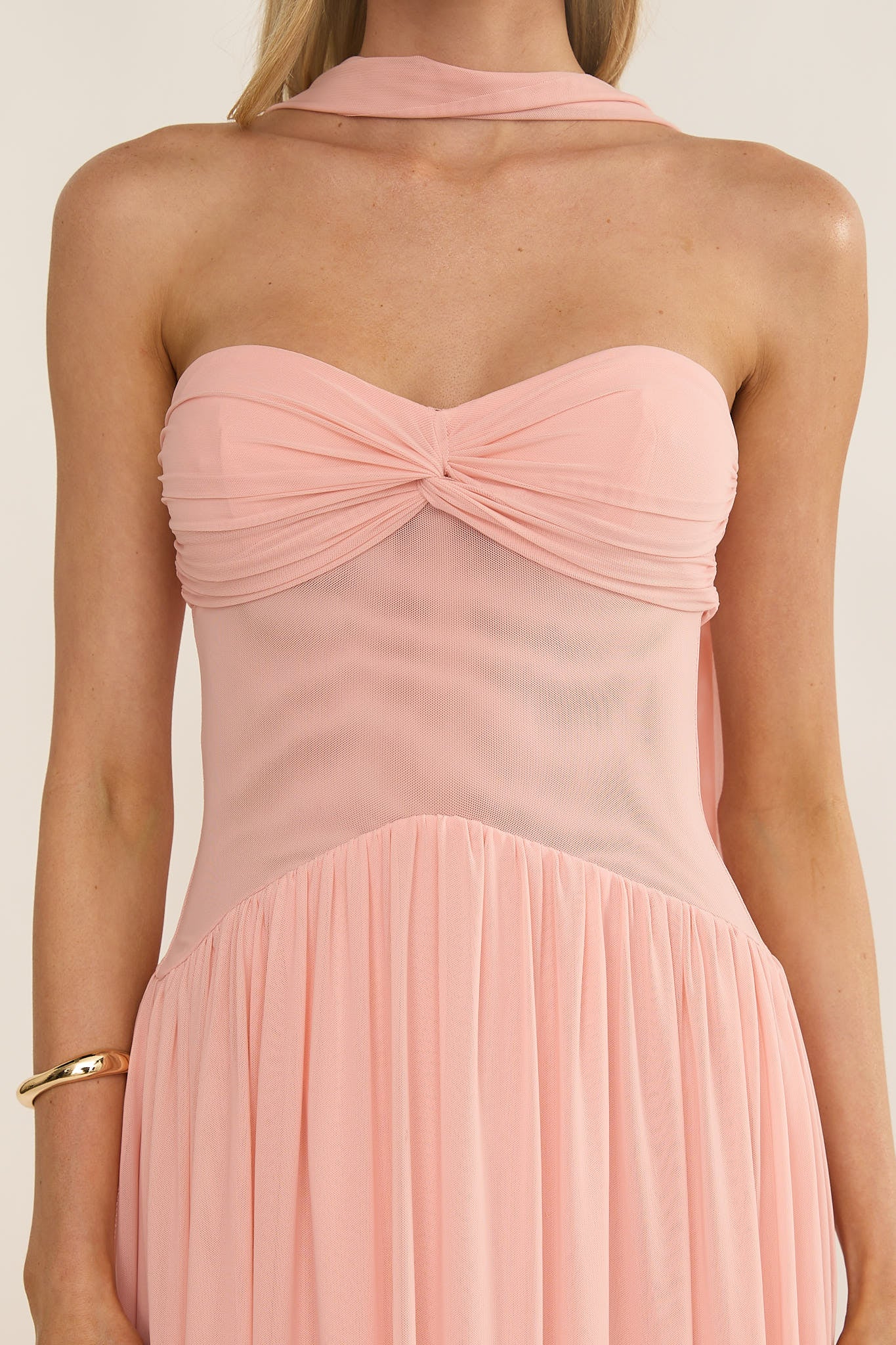 Annita Sheer Waist Maxi Dress Blush by Selfie Leslie