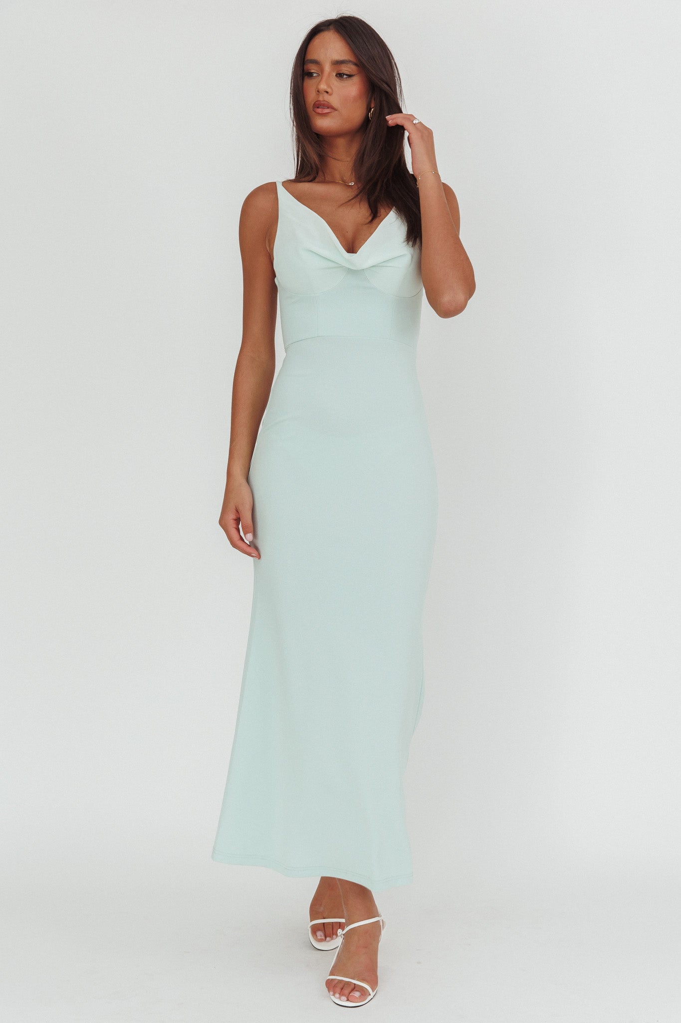 Jesara Cowl Back Maxi Dress Sage by Selfie Leslie