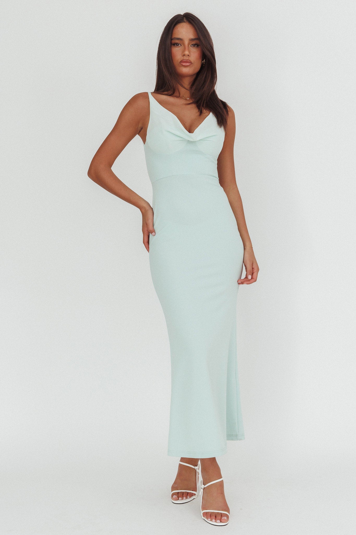 Jesara Cowl Back Maxi Dress Sage by Selfie Leslie