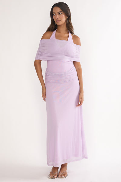 Mamo Howel フラドレス　ムームー　薄紫 １０サイズ Carielle Off-Shoulder Halter Maxi Dress Lilac | Selfie Leslie
