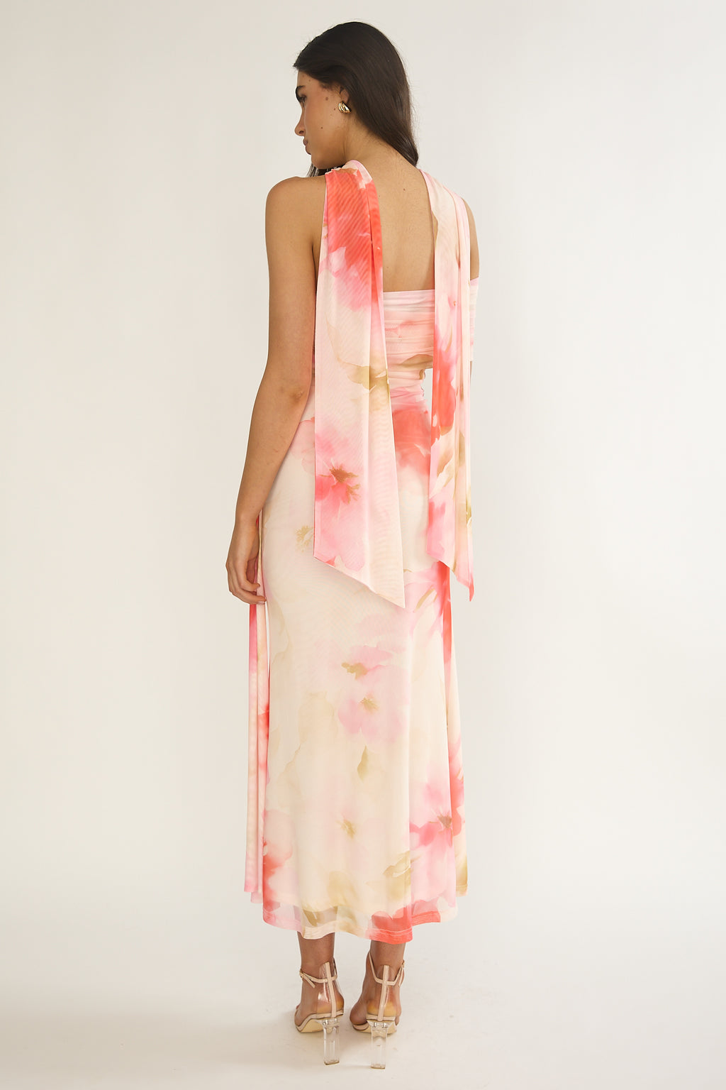 Carrisa One-Sleeve Maxi Dress Floral Pink by Selfie Leslie