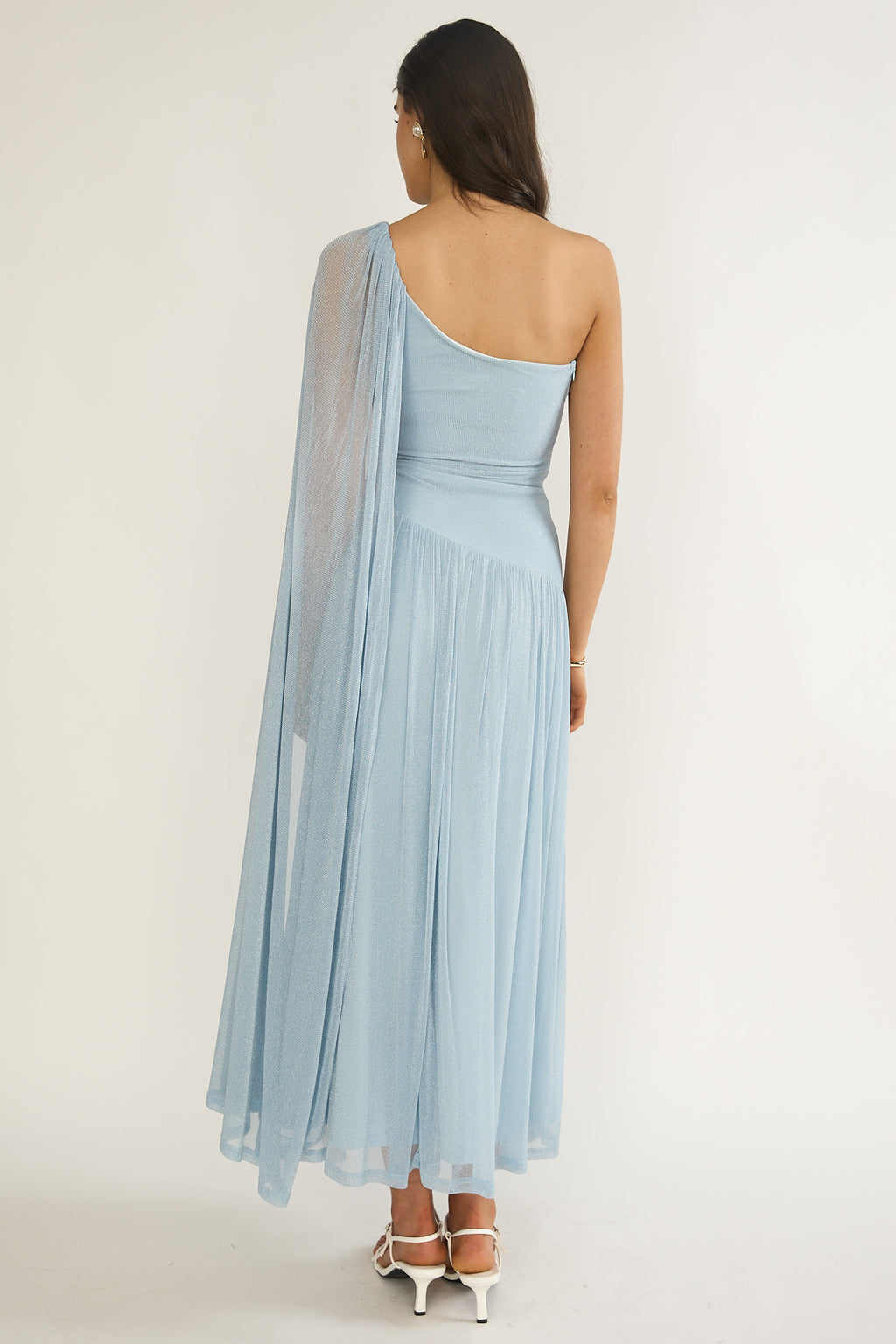 Zorina One-Shoulder Drape Maxi Dress Blue by Selfie Leslie