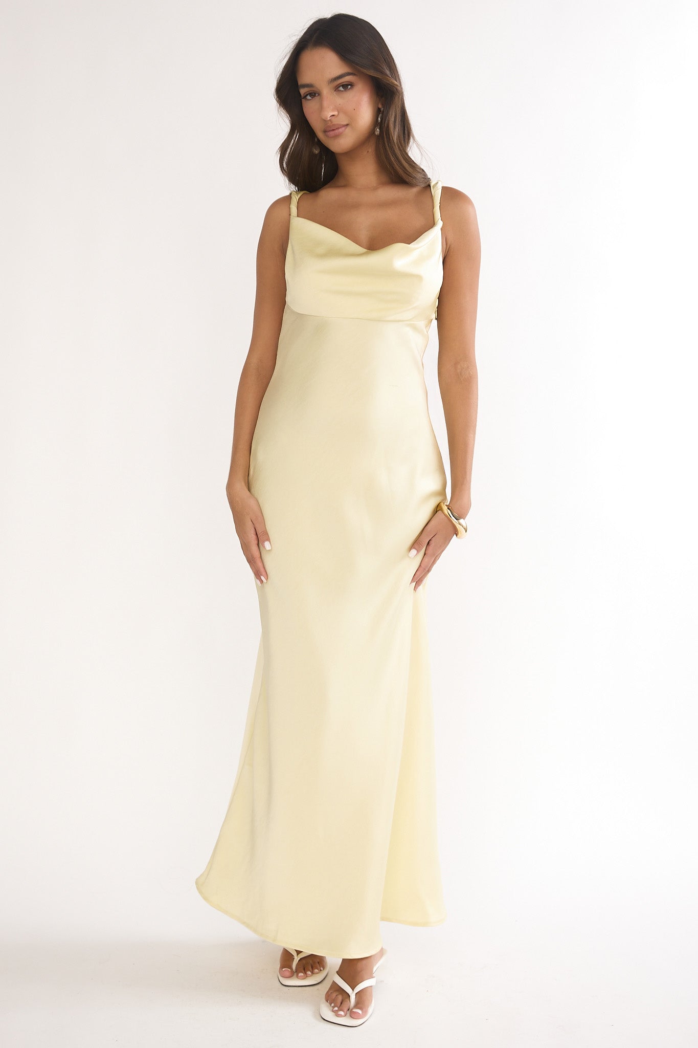 Limelight Luxe Triple Strap Back Maxi Dress Butter by Selfie Leslie