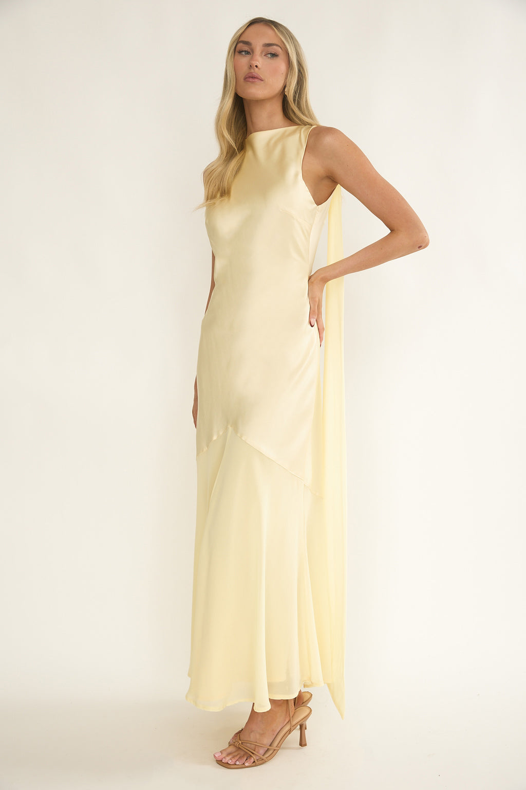 Veyla Shoulder Sash Maxi Dress Butter by Selfie Leslie