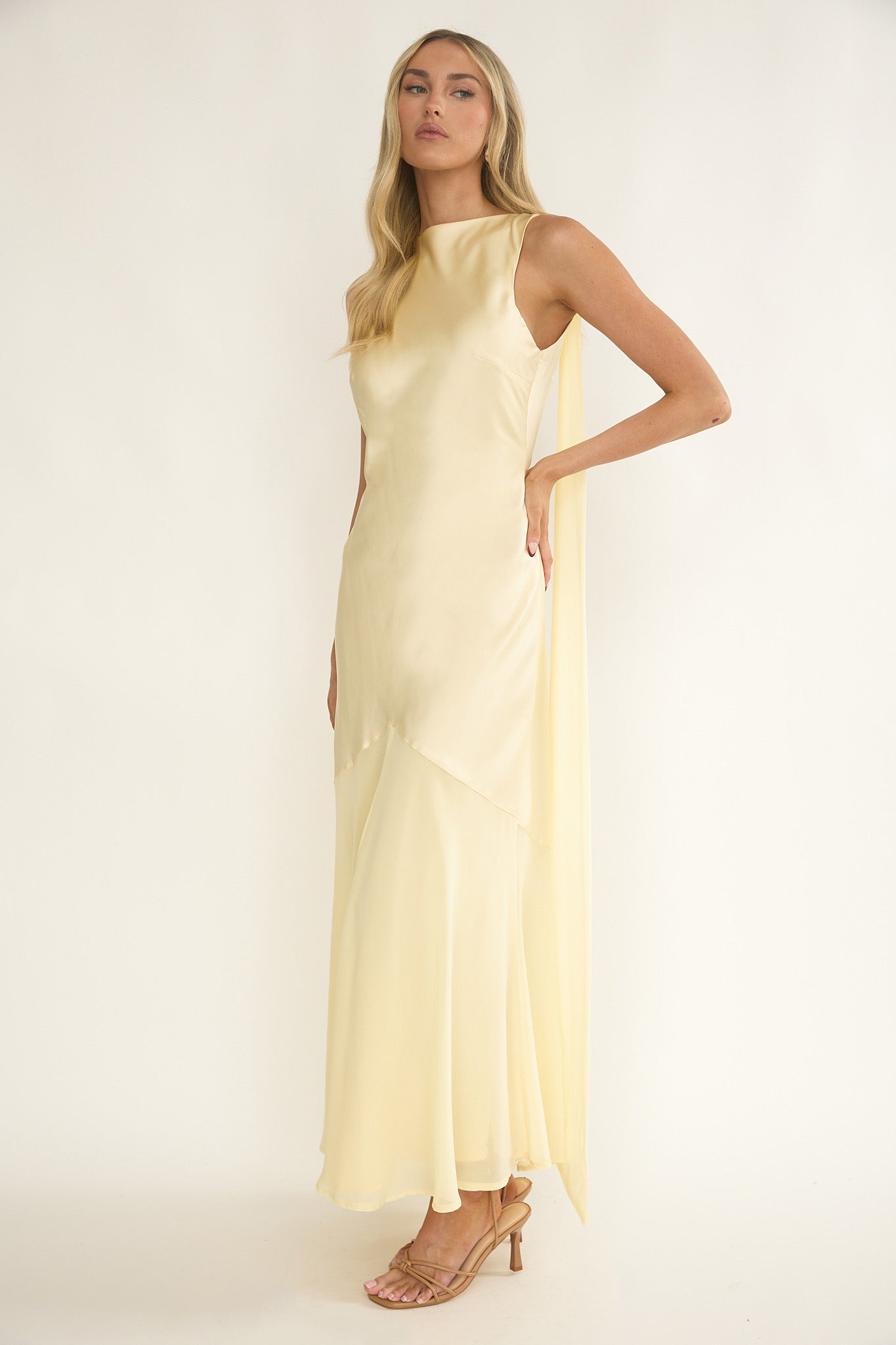 Veyla Shoulder Sash Maxi Dress Butter by Selfie Leslie