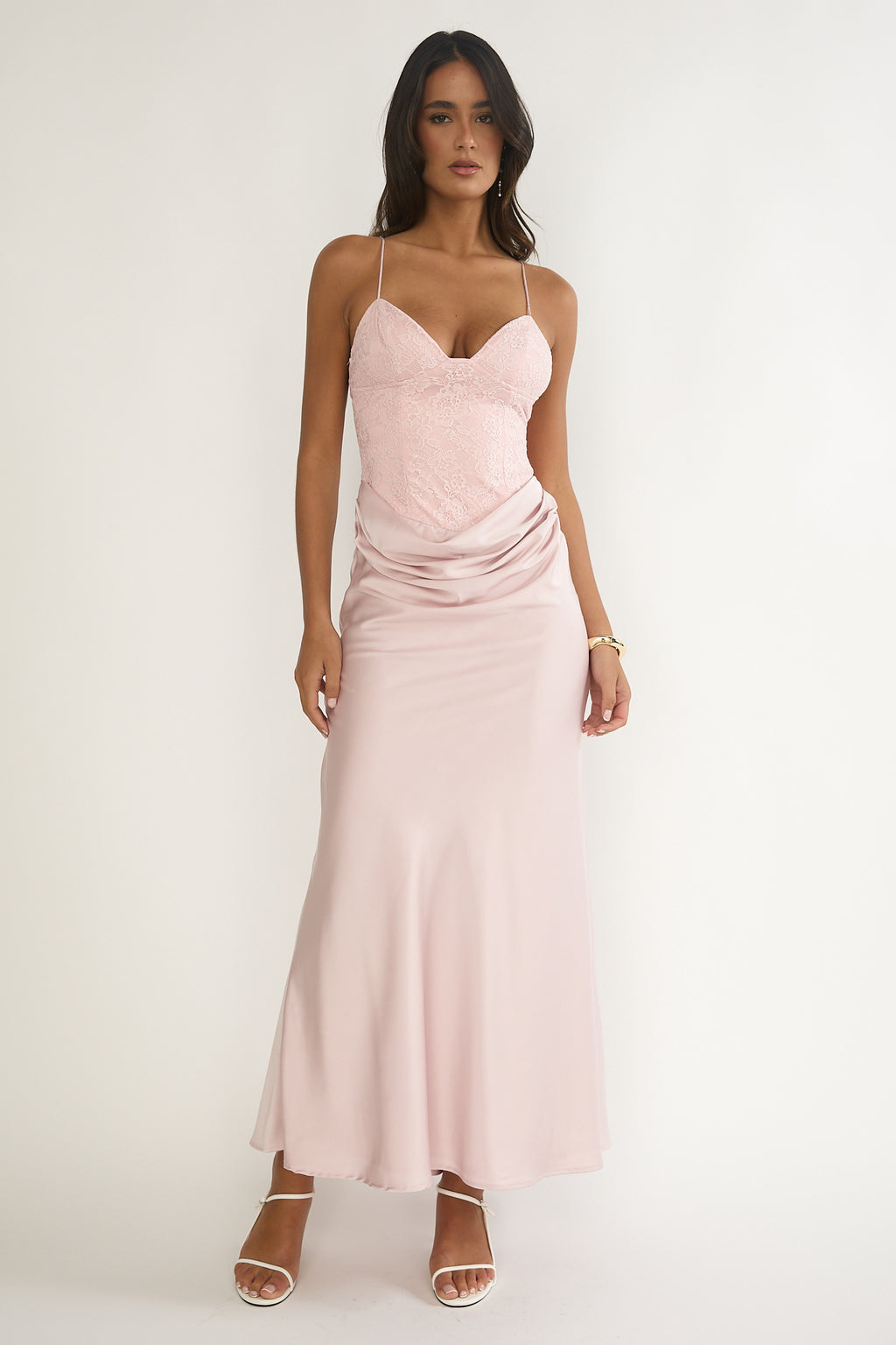 Faelis Draped Waist Maxi Dress Pink by Selfie Leslie