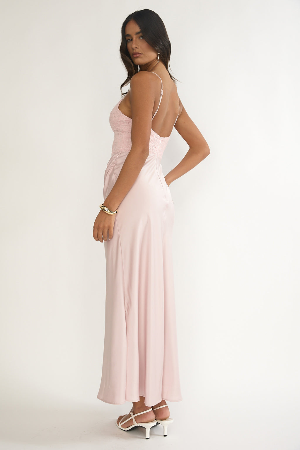 Faelis Draped Waist Maxi Dress Pink by Selfie Leslie