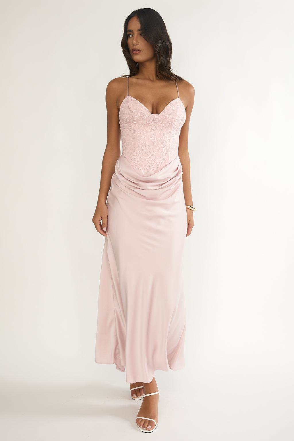 Faelis Draped Waist Maxi Dress Pink by Selfie Leslie