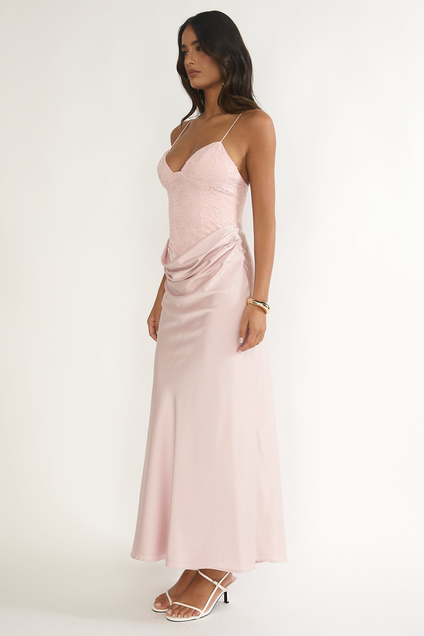 Faelis Draped Waist Maxi Dress Pink by Selfie Leslie