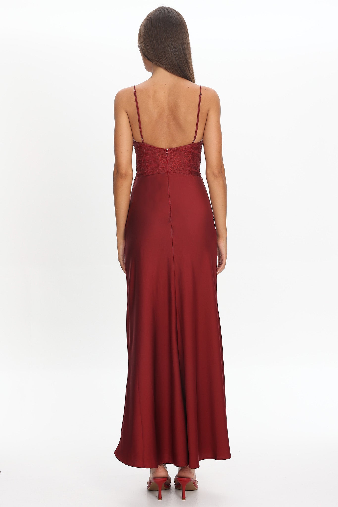 Faelis Draped Waist Maxi Dress Wine Selfie Leslie