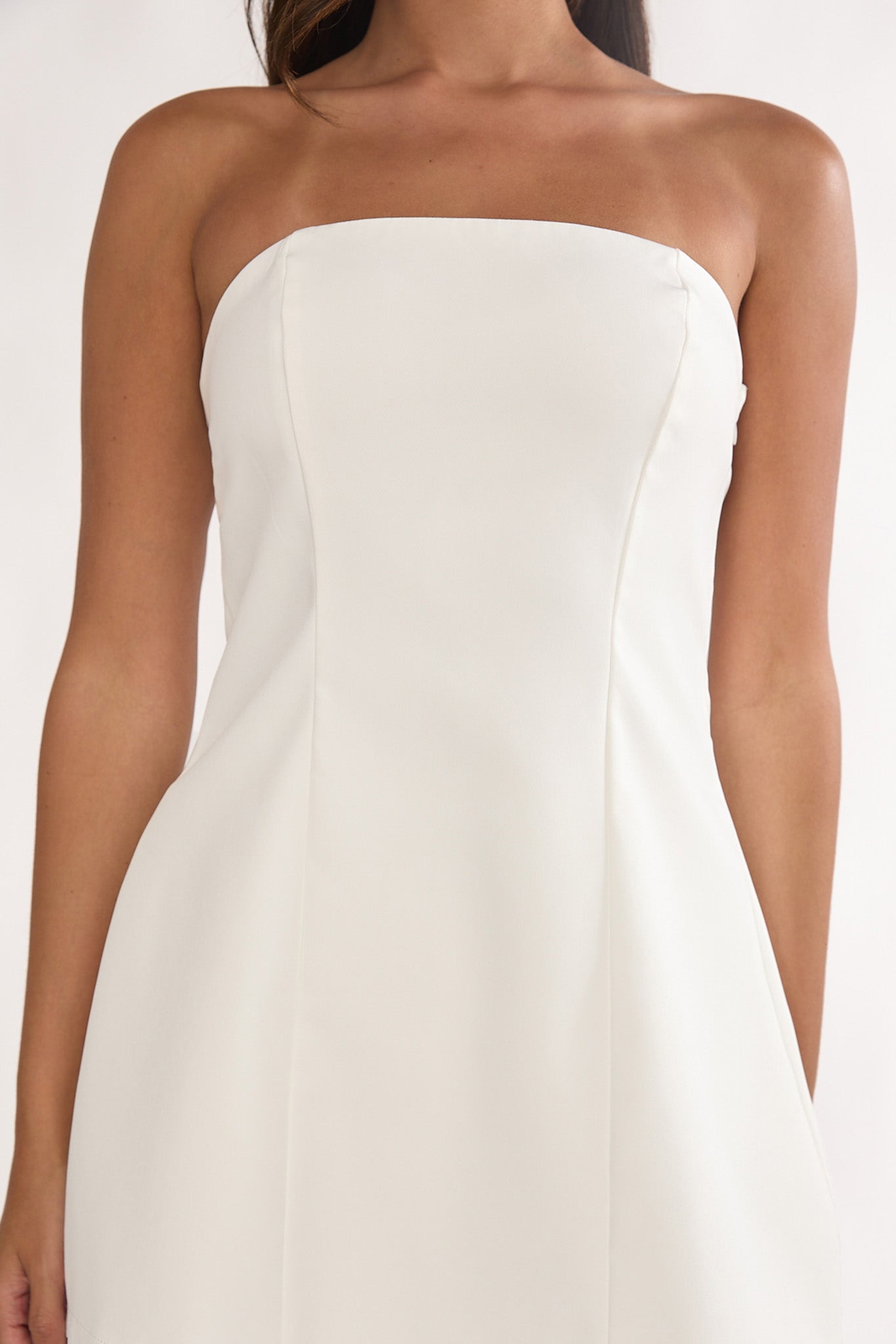 Talina Strapless Two-Piece Lace Skort Set White by Selfie Leslie