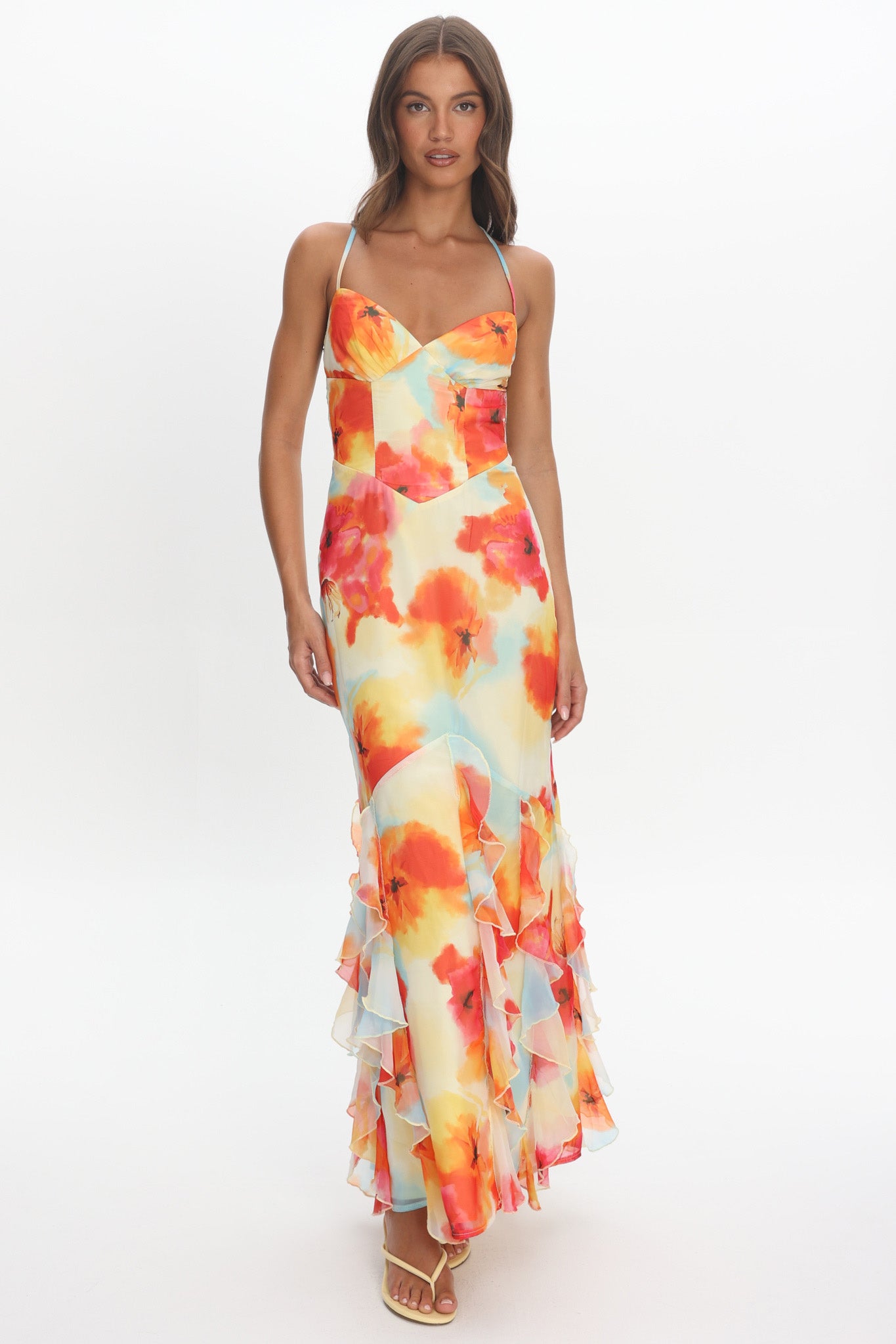 watercolour maxi dress Watercolor Floral Charlisa Watercolour Floral Halter Maxi