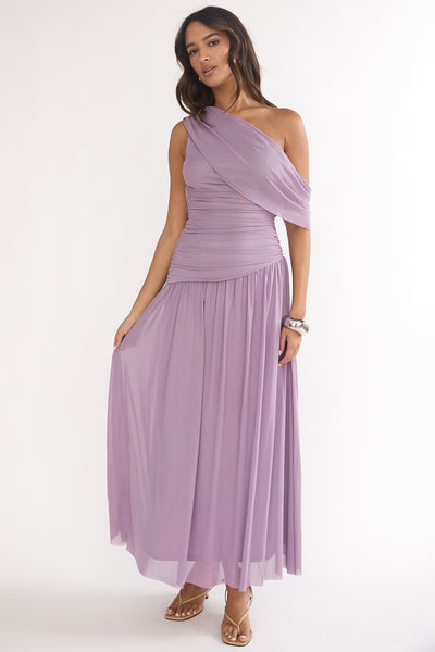 Shop the Amretha Asymmetric Neckline Maxi Dress Amethyst