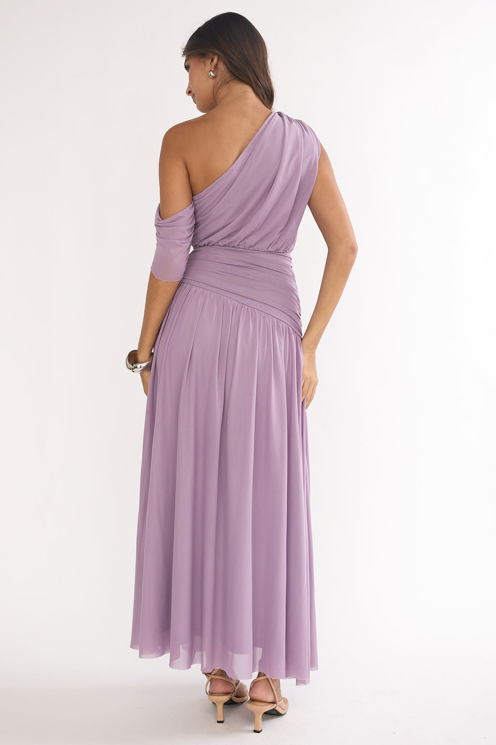 Amretha Asymmetric Neckline Maxi Dress Amethyst by Selfie Leslie