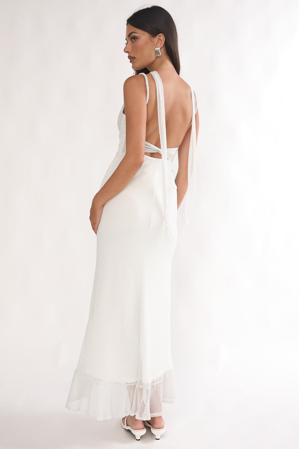 Chantrelle Twist Back Split Maxi Dress Silver by Selfie Leslie