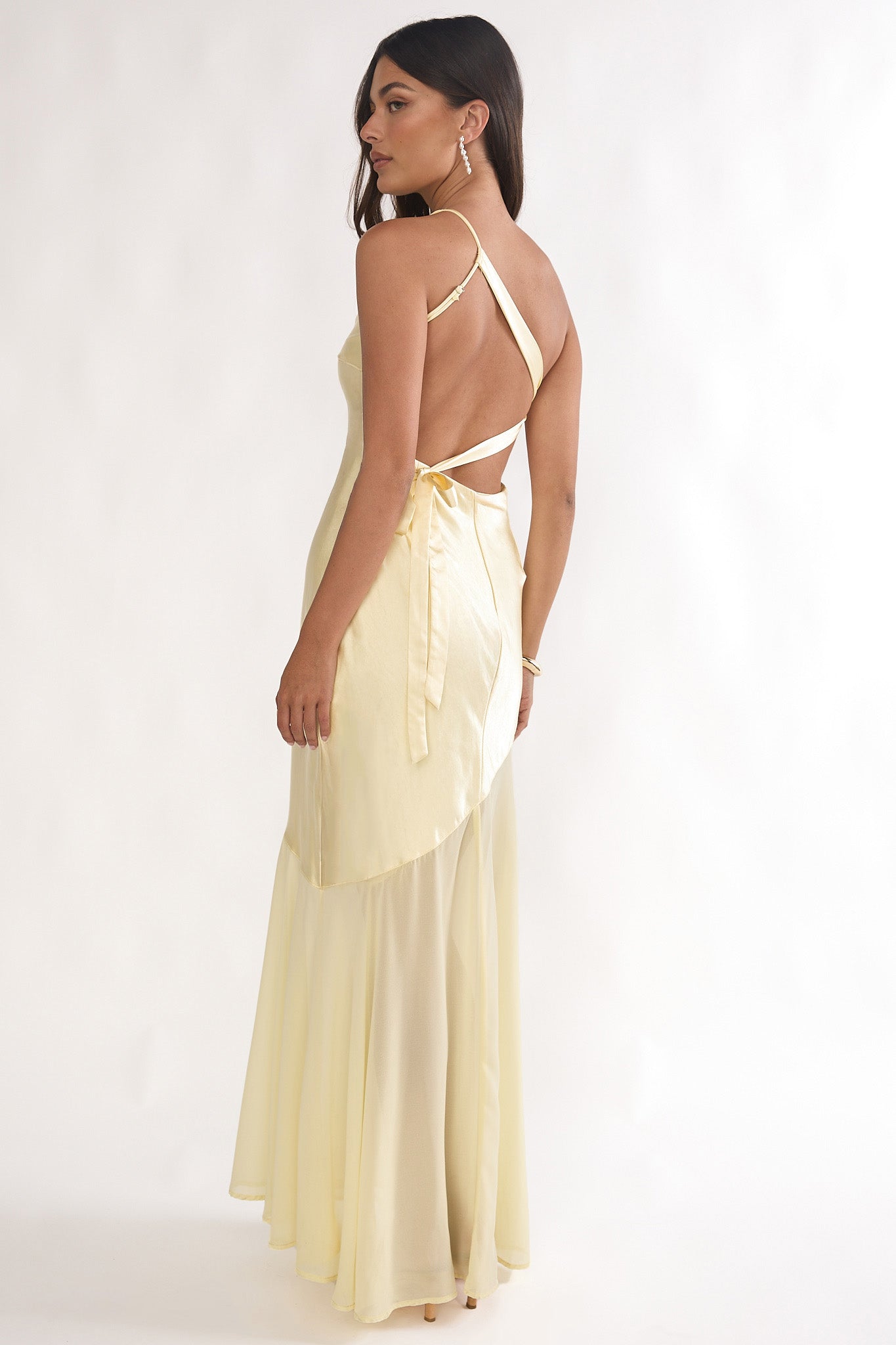 Mireya One-Shoulder Sheer Hem Maxi Dress Lemon Selfie Leslie Mireya One-Shoulder Sheer Hem Maxi Dress Lemon Selfie Leslie
