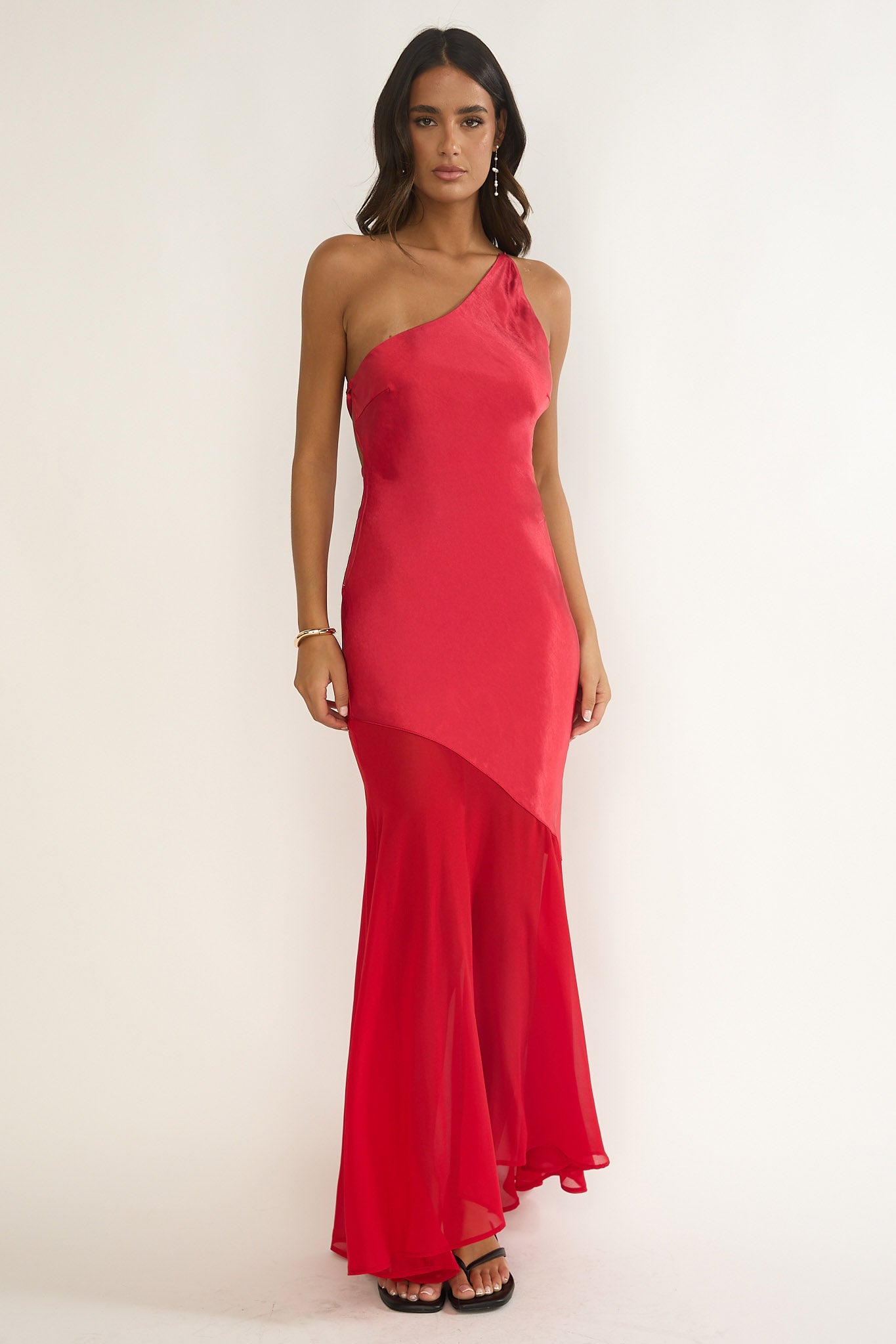 sheer hem maxi dress Satin Sheer Hem Maxi Slip Dress: Black