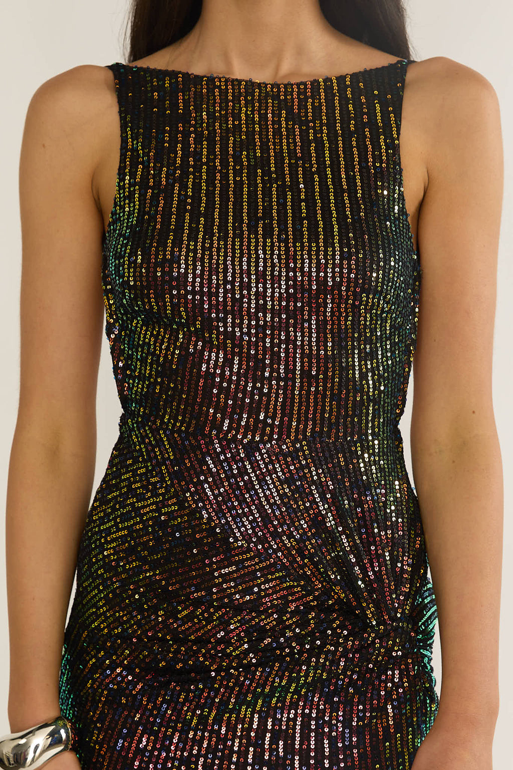 Zaretha Backless Split Maxi Dress Sequin Black/Gold by Selfie Leslie