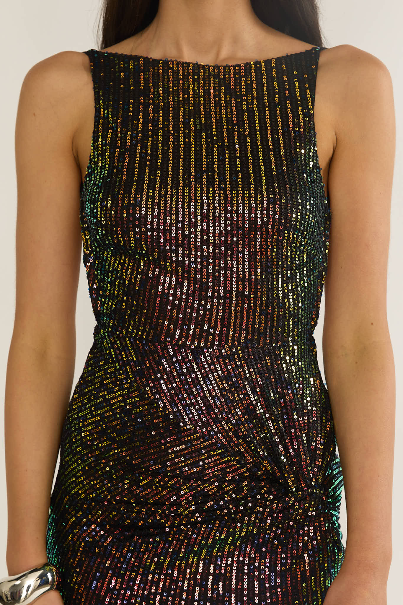 Zaretha Backless Split Maxi Dress Sequin Black/Gold by Selfie Leslie