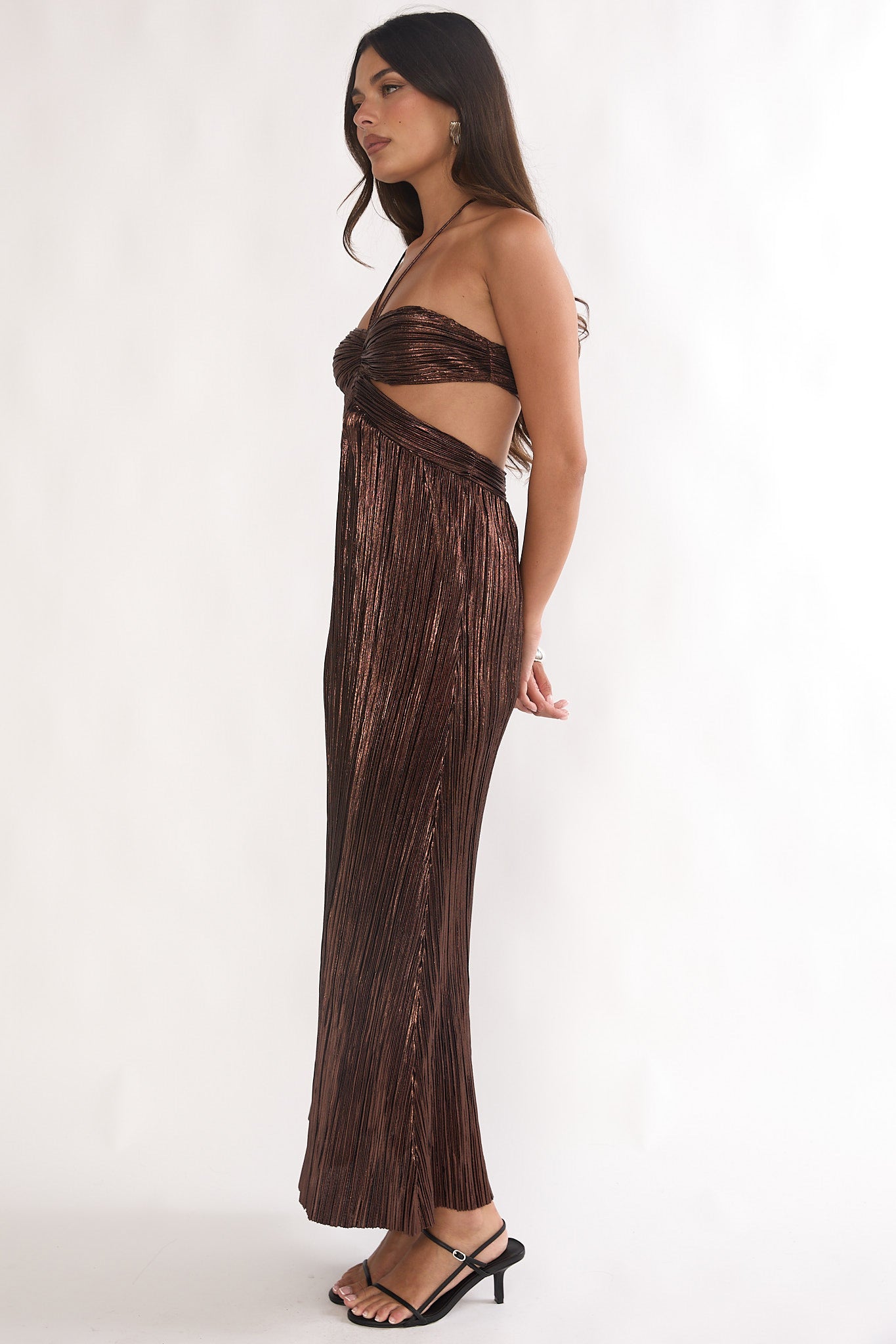 Isle Cut-Out Halterneck Maxi Dress Gold by Selfie Leslie