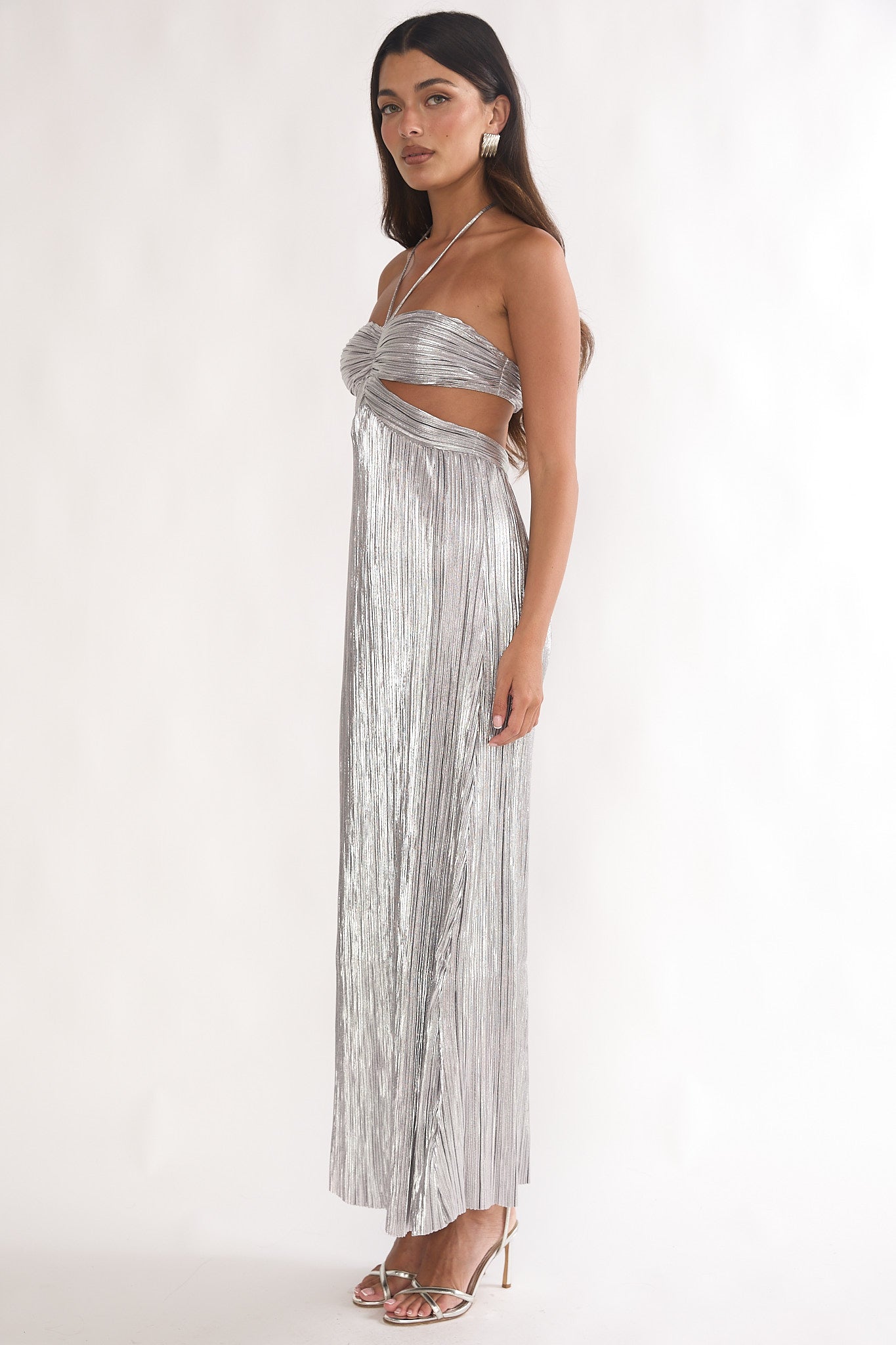 Isle Cut-Out Halterneck Maxi Dress Silver by Selfie Leslie